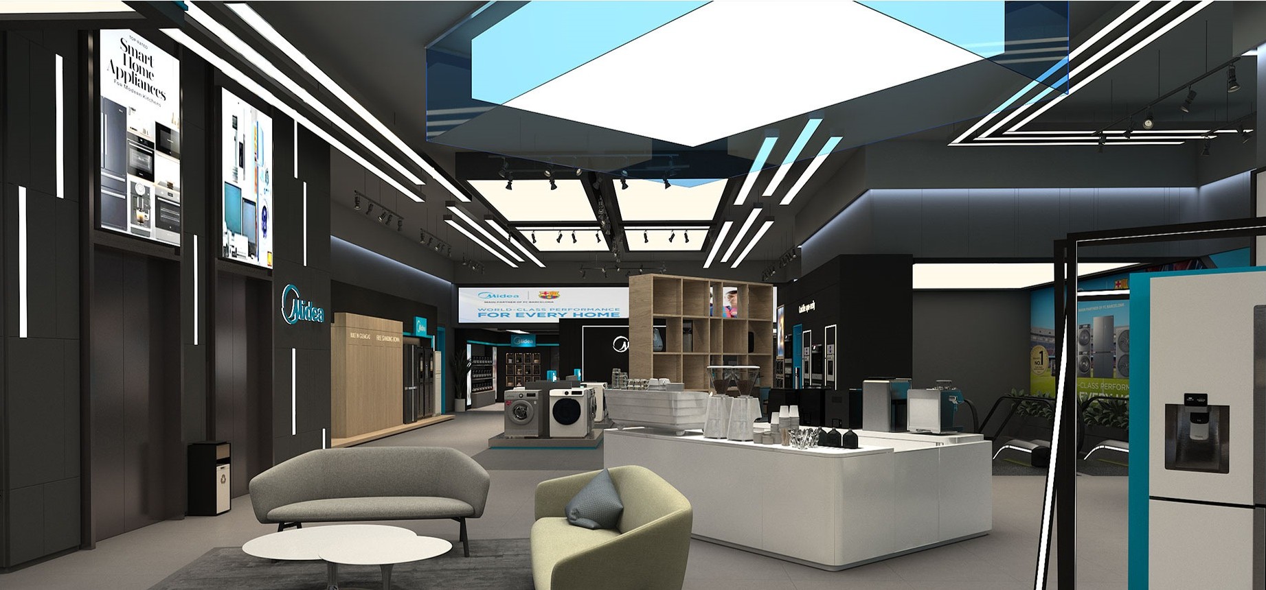 Kitchen and seating area